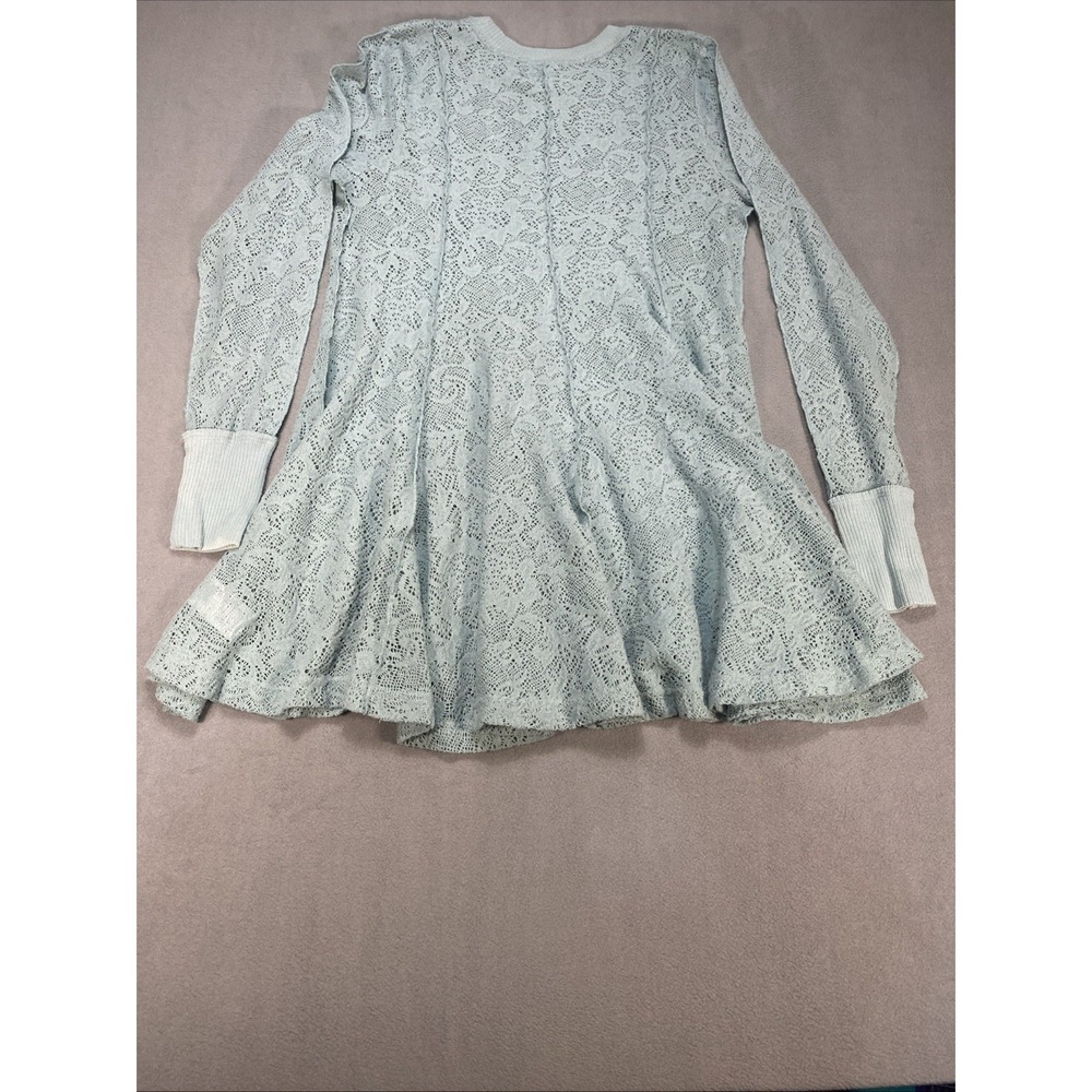 Free People Medium Crochet Lace Coffee In the‎ Morning Tunic Top Boho Sheer - Picture 7 of 7